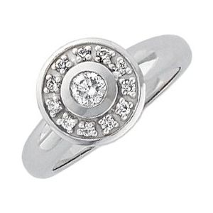 14K White 3/8 CTW Diamond Bezel-Set Engagement Ring-