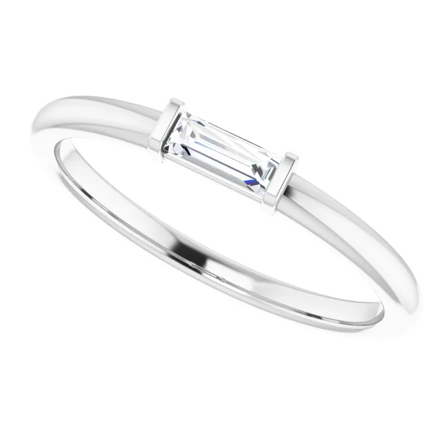 14K White 1/6 CTW Diamond Stackable Ring-