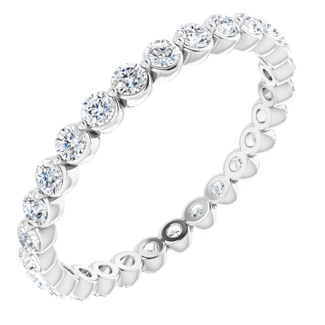 14K White 3/4 CTW Diamond Eternity Band Size 7-
