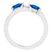14K White Lab-Grown Blue Sapphire & 1/3 CTW Diamond Ring-7.00 (approximate standard size)-