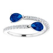 14K White Lab-Grown Blue Sapphire & 1/3 CTW Diamond Ring