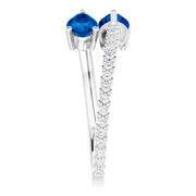 14K White Lab-Grown Blue Sapphire & 1/3 CTW Diamond Ring-7.00 (approximate standard size)-