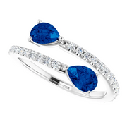 14K White Lab-Grown Blue Sapphire & 1/3 CTW Diamond Ring-7.00 (approximate standard size)-