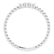 14K White 1/10 CTW Diamond Beaded Ring-
