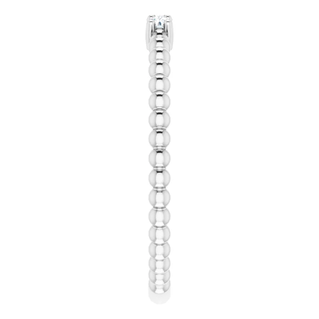 14K White 1/10 CTW Diamond Beaded Ring-