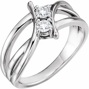 14K White 1/4 CTW Diamond Two-Stone Ring-