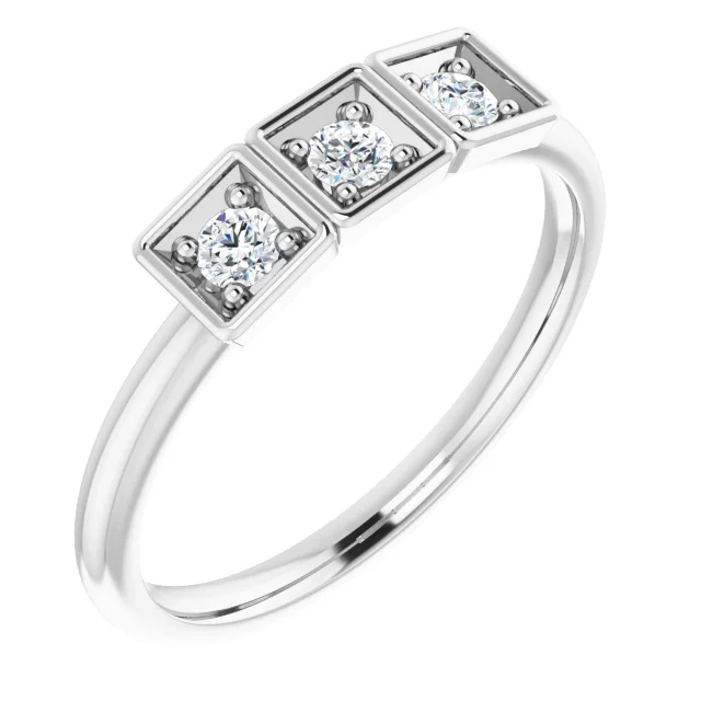 14K White 1/5 CTW Stackable Ring-
