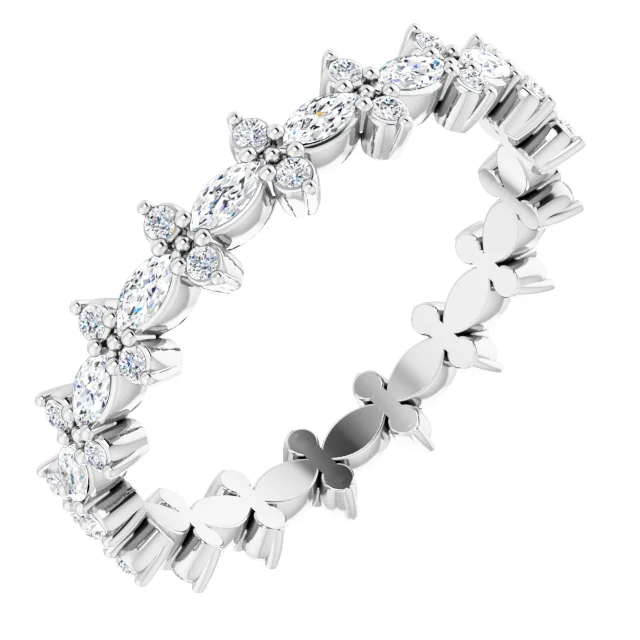 14K White 5/8 CTW Diamond Eternity Band Size 7-