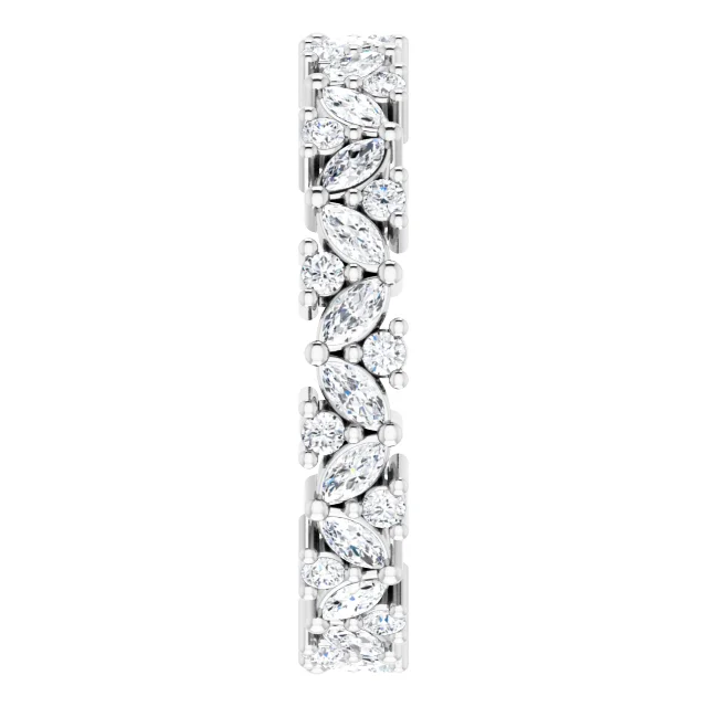 14K White 1 CTW Diamond Cluster Eternity Band Size 7-