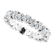14K White 1 CTW Diamond Cluster Eternity Band Size 7-