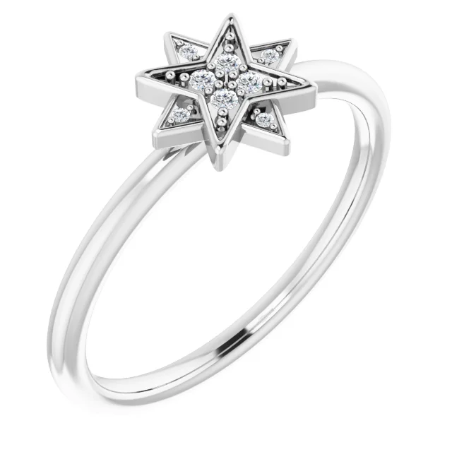 14K White .04 CTW Diamond Star Ring-