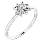 14K White .04 CTW Diamond Star Ring-