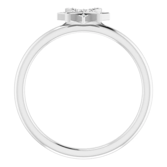 14K White .04 CTW Diamond Star Ring-