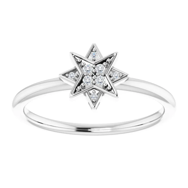 14K White .04 CTW Diamond Star Ring-