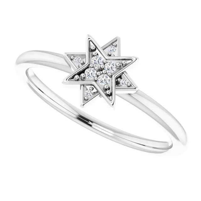 14K White .04 CTW Diamond Star Ring-