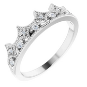14K White 1/8 CTW Diamond Crown Ring-