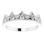 14K White 1/8 CTW Diamond Crown Ring-