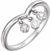 14K White 1/5 CTW Diamond Three-Stone Fringe V Ring-