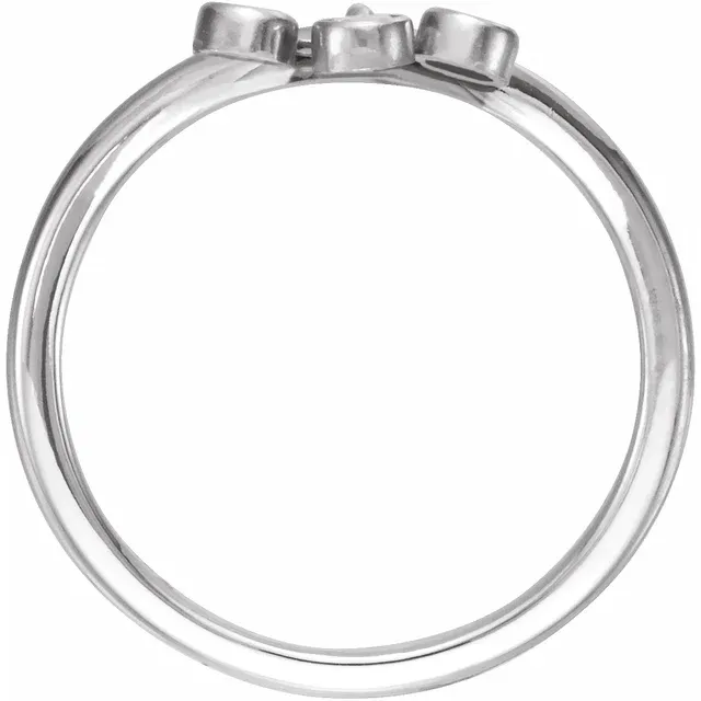 14K White 1/5 CTW Diamond Three-Stone Fringe V Ring-