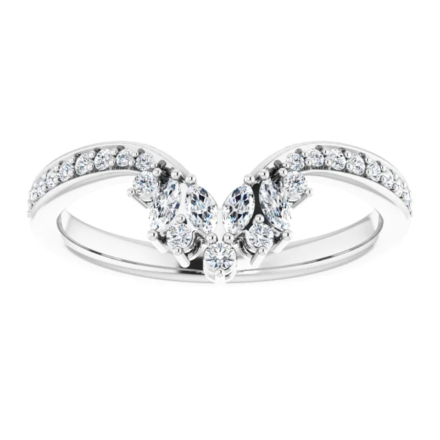 14K White 1/3 CTW Diamond Contour Band-