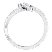 14K White 3/4 CTW Diamond Two-Stone Bypass Ring-
