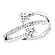 14K White 3/4 CTW Diamond Two-Stone Bypass Ring-