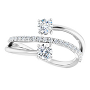14K White 3/4 CTW Diamond Two-Stone Bypass Ring-