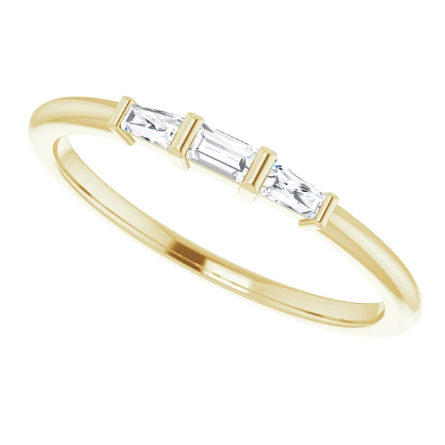 14K Yellow 1/6 CTW Diamond Three-Stone Stackable Ring-