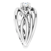 14K White 1/2 CT Diamond Solitaire Criss-Cross Ring-
