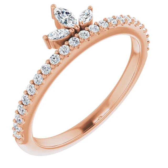 14K Rose 1/3 CTW Diamond Stackable Crown Ring-