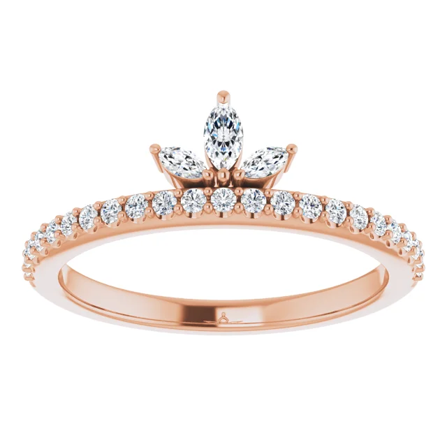14K Rose 1/3 CTW Diamond Stackable Crown Ring-