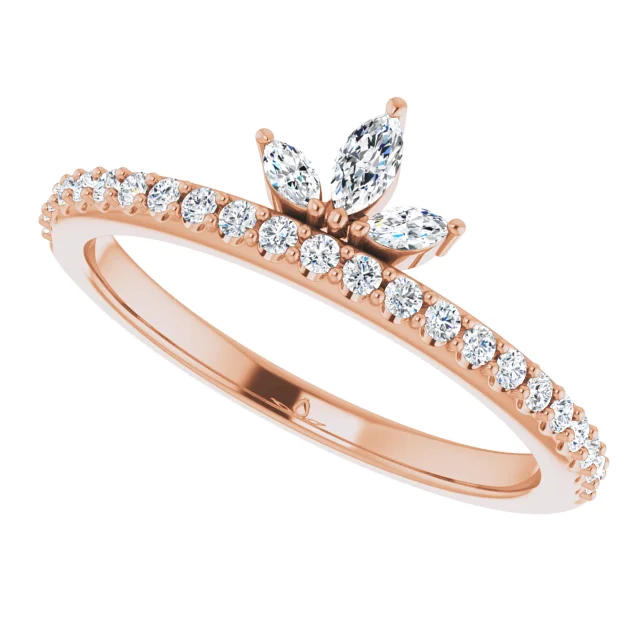 14K Rose 1/3 CTW Diamond Stackable Crown Ring-