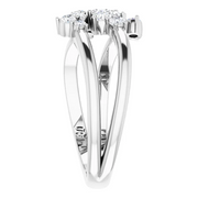 14K White 1/2 CTW Diamond Cluster Bypass Ring-