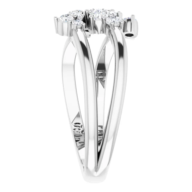 14K White 1/2 CTW Diamond Cluster Bypass Ring-