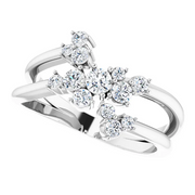 14K White 1/2 CTW Diamond Cluster Bypass Ring-