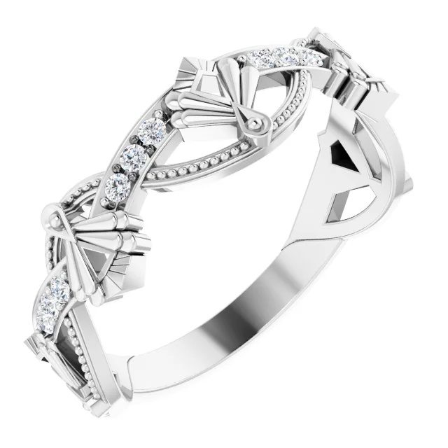 14K White 1/8 CTW Diamond Vintage-Inspired Anniversary Band-