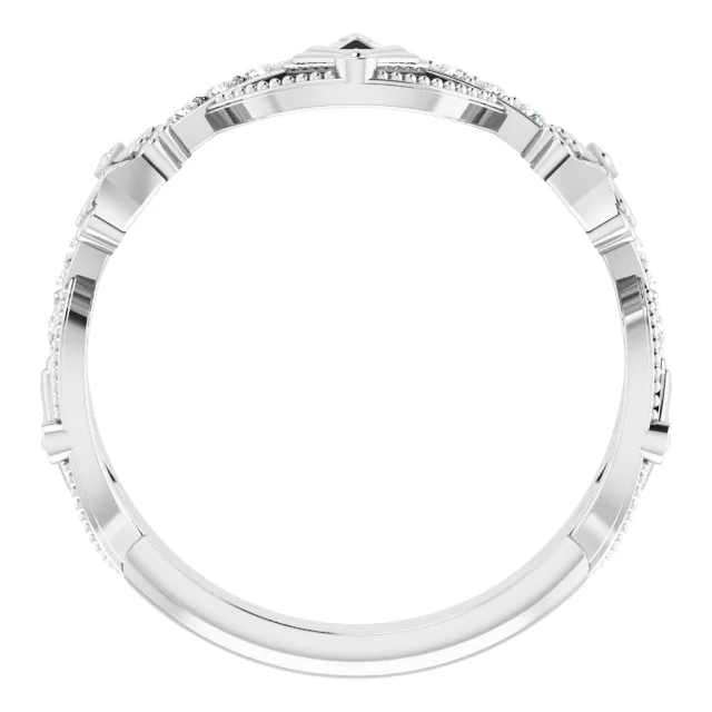 14K White 1/8 CTW Diamond Vintage-Inspired Anniversary Band-