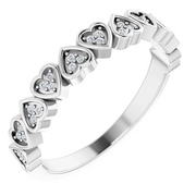 14K White .07 CTW Diamond Heart Anniversary Band-