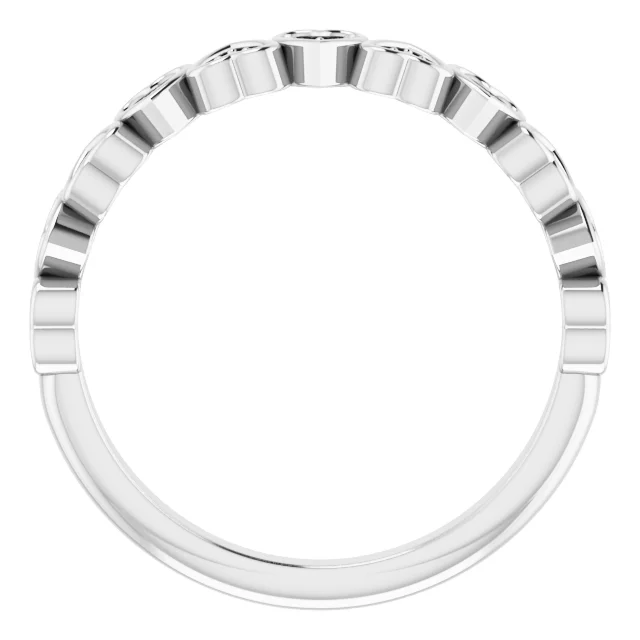 14K White .07 CTW Diamond Heart Anniversary Band-