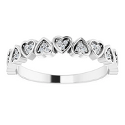 14K White .07 CTW Diamond Heart Anniversary Band-