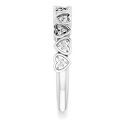 14K White .07 CTW Diamond Heart Anniversary Band-