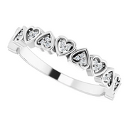 14K White .07 CTW Diamond Heart Anniversary Band-