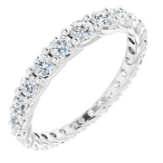14K White 1 1/3 CTW Diamond Graduated Eternity Band Size 7-