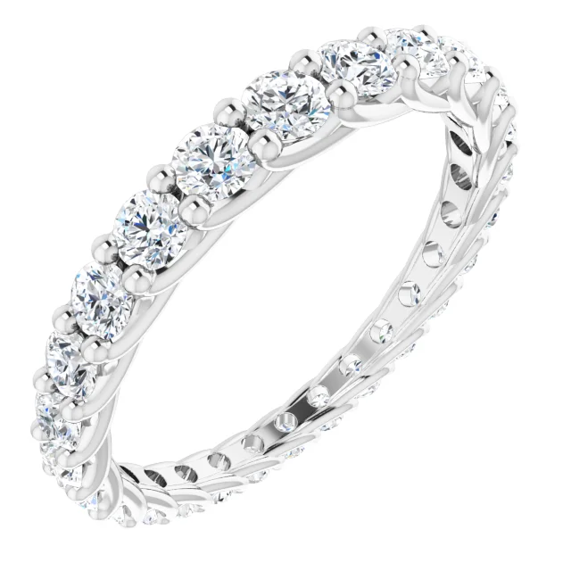 14K White 1 1/3 CTW Diamond Graduated Eternity Band Size 7-