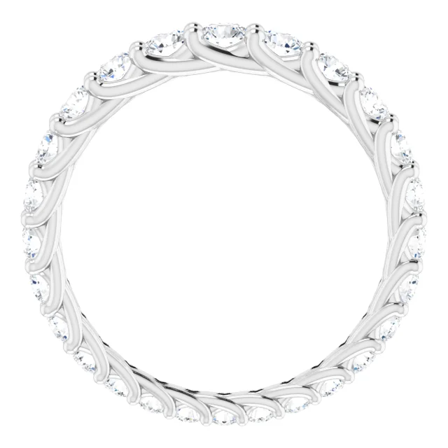 14K White 1 1/3 CTW Diamond Graduated Eternity Band Size 7-