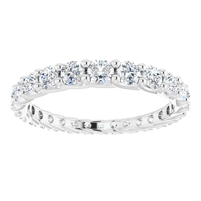 14K White 1 1/3 CTW Diamond Graduated Eternity Band Size 7-