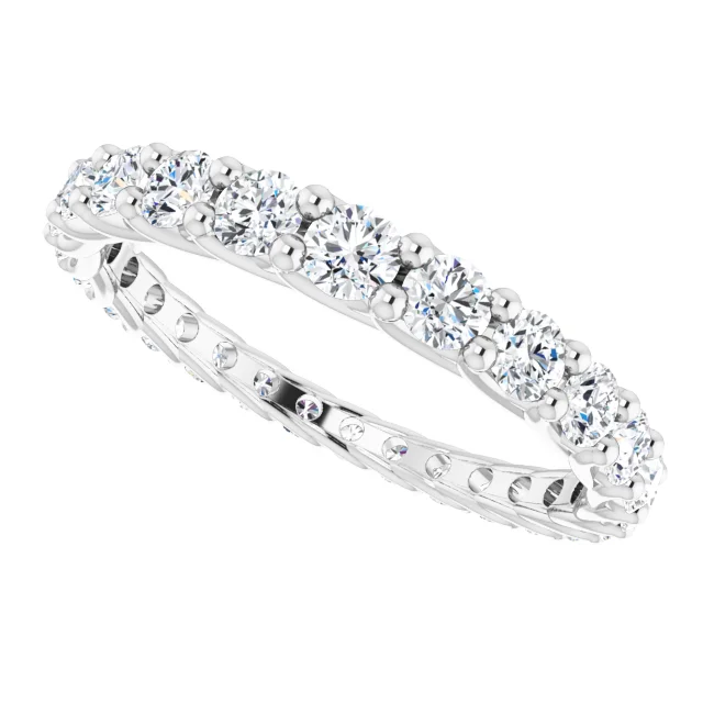 14K White 1 1/3 CTW Diamond Graduated Eternity Band Size 7-