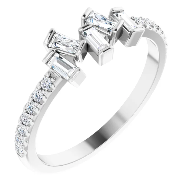 14K White 1/3 CTW Diamond Scattered Ring-