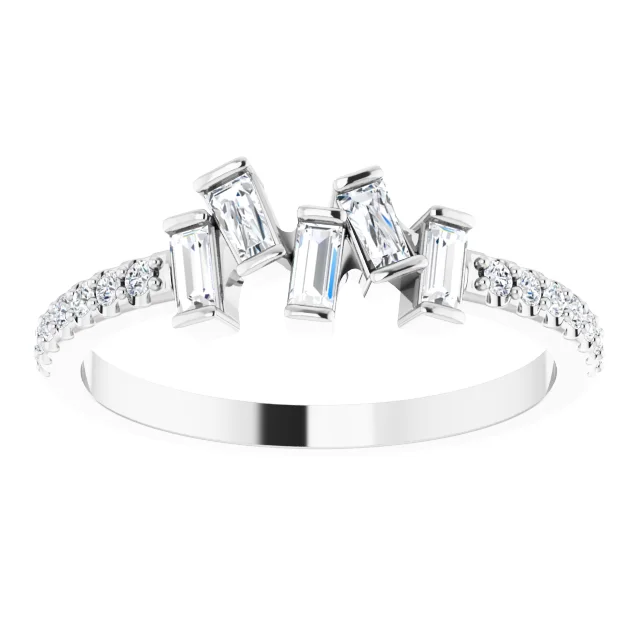 14K White 1/3 CTW Diamond Scattered Ring-