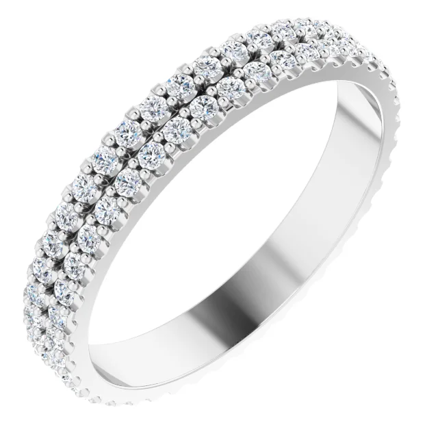 14K White 3/4 CTW Diamond Eternity Band Size 7-